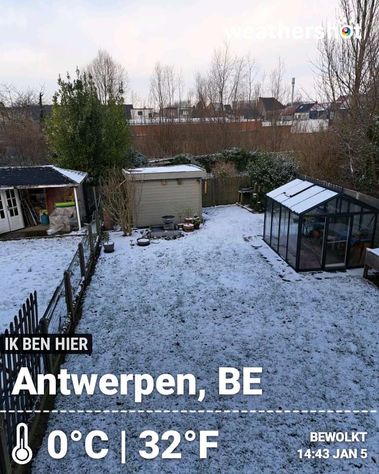 Cloudy night weather in Antwerpen, 0°C — January 5, 2026 (community photo)