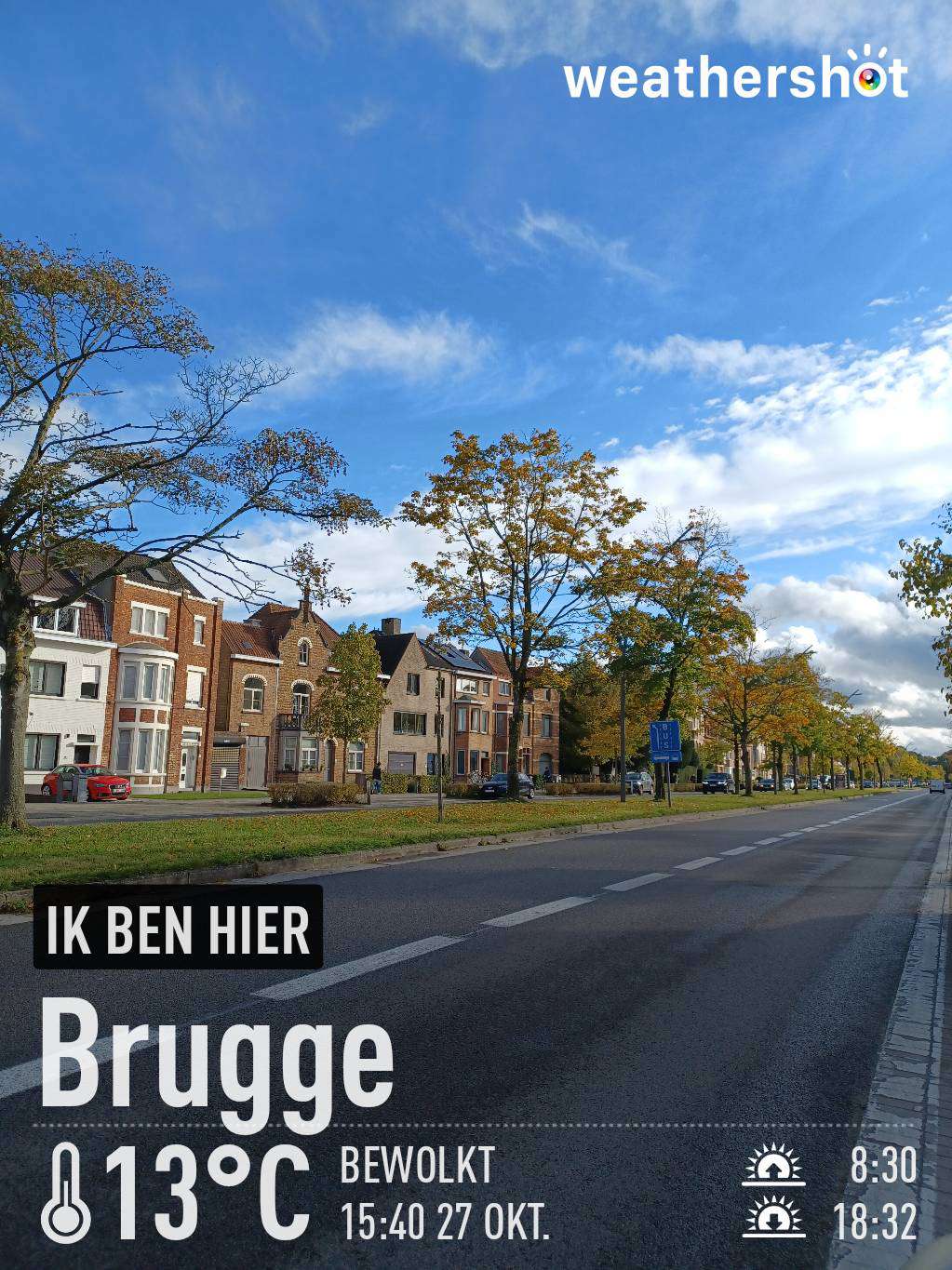 Cloudy weather in Brugge, 13°C — October 27, 2023 (community photo)