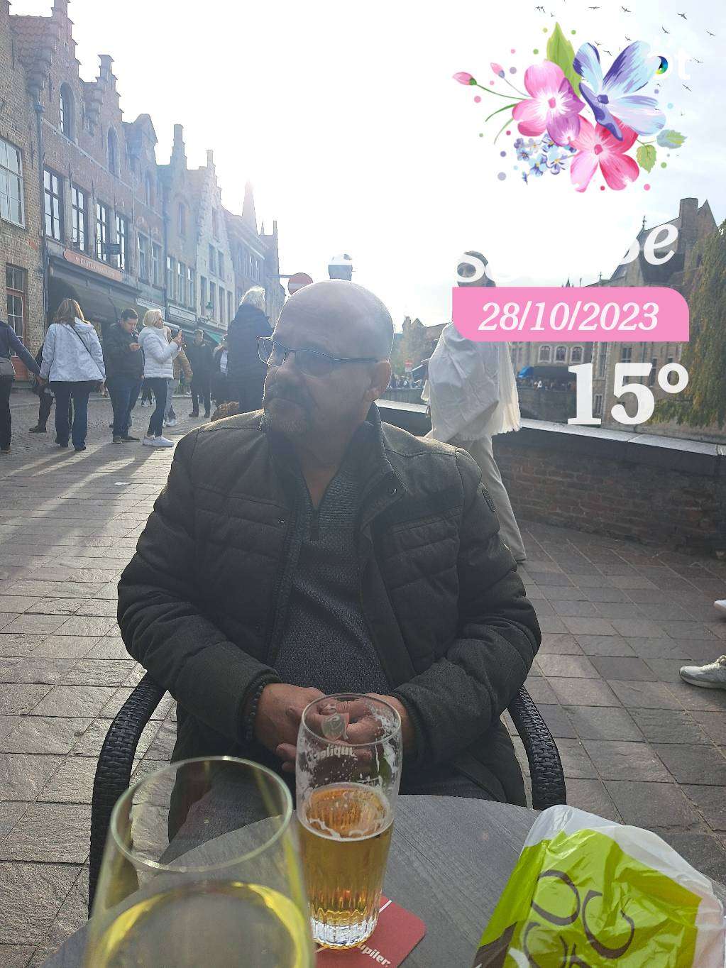 Partly cloudy weather in Brugge, 15°C — October 28, 2023 (community photo)