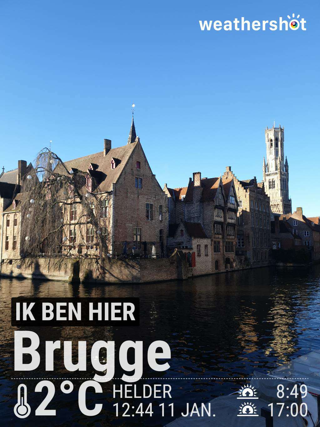 Sunny weather in Brugge, 2°C — January 11, 2025 (community photo)