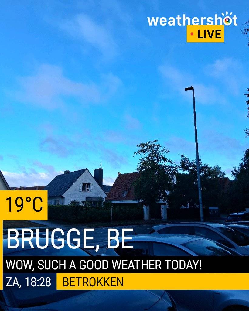 Cloudy weather in Brugge, 19°C — August 29, 2026 (community photo)