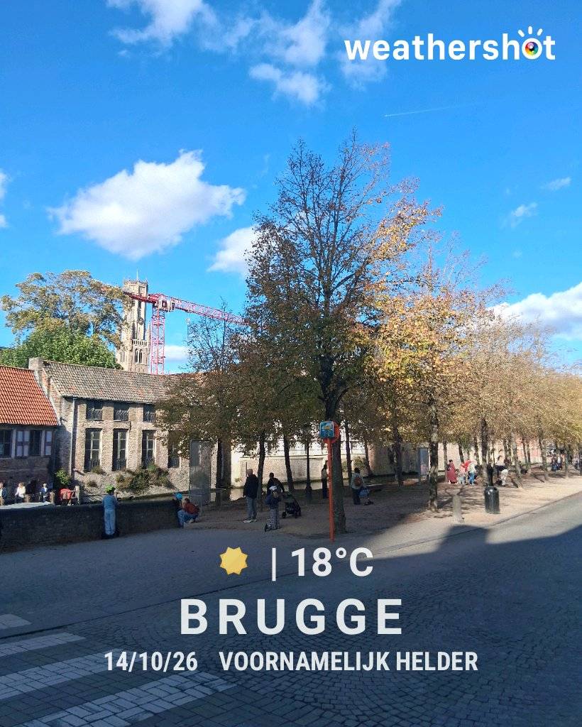 Clear weather in Brugge, 18°C — October 14, 2026 (community photo)