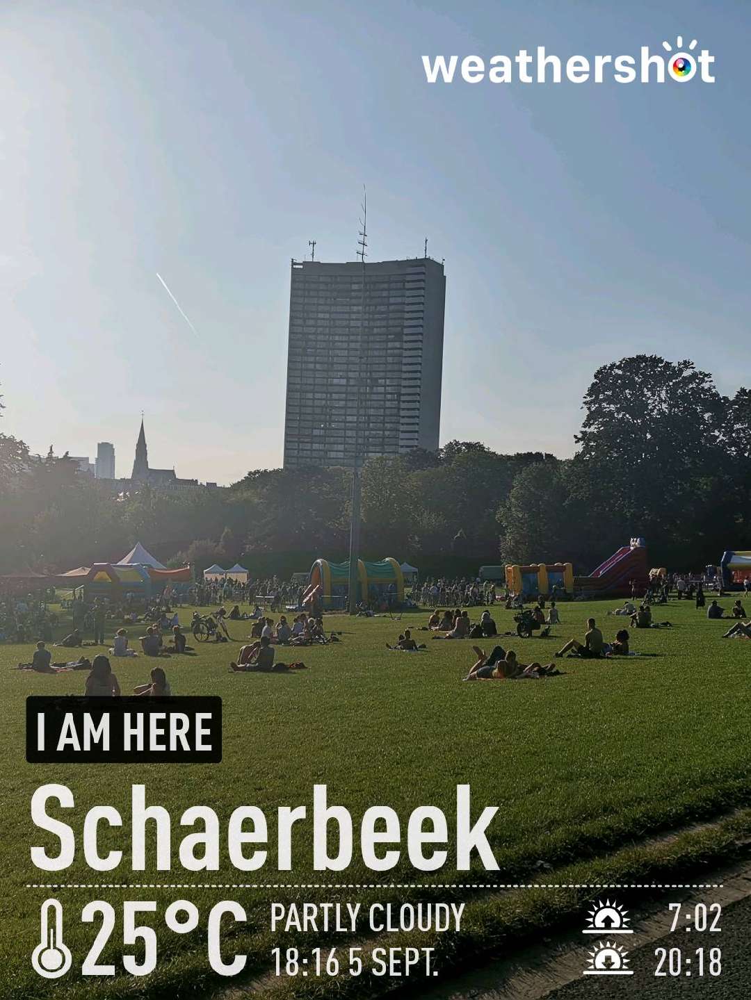 Partly cloudy weather in Schaerbeek, 25°C — September 5, 2021 (community photo)