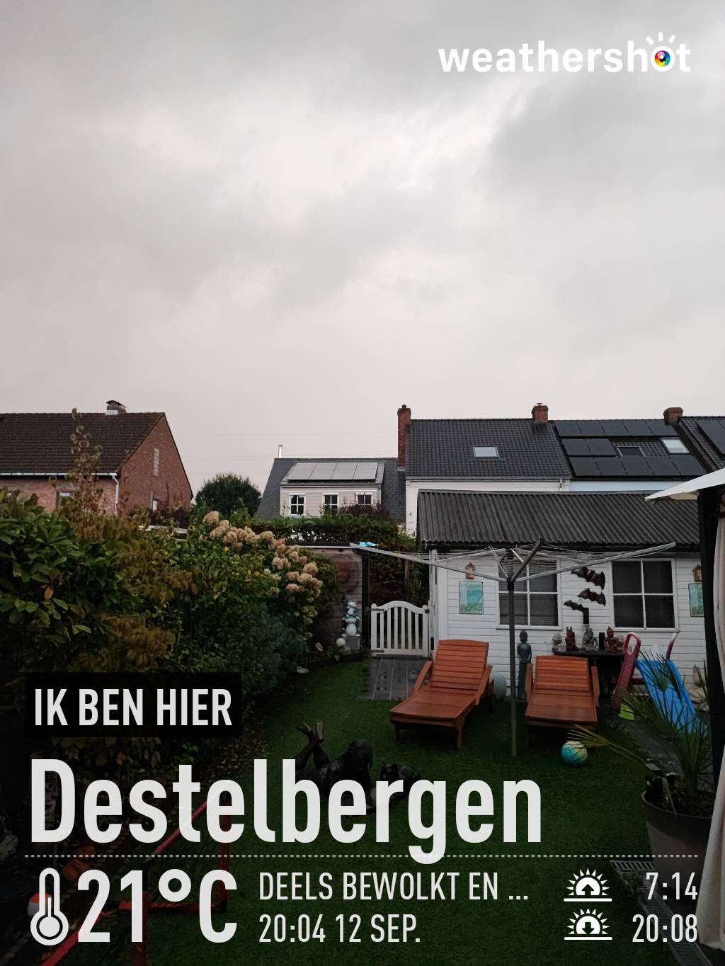 Rainy weather in Destelbergen, 21°C — September 12, 2023 (community photo)