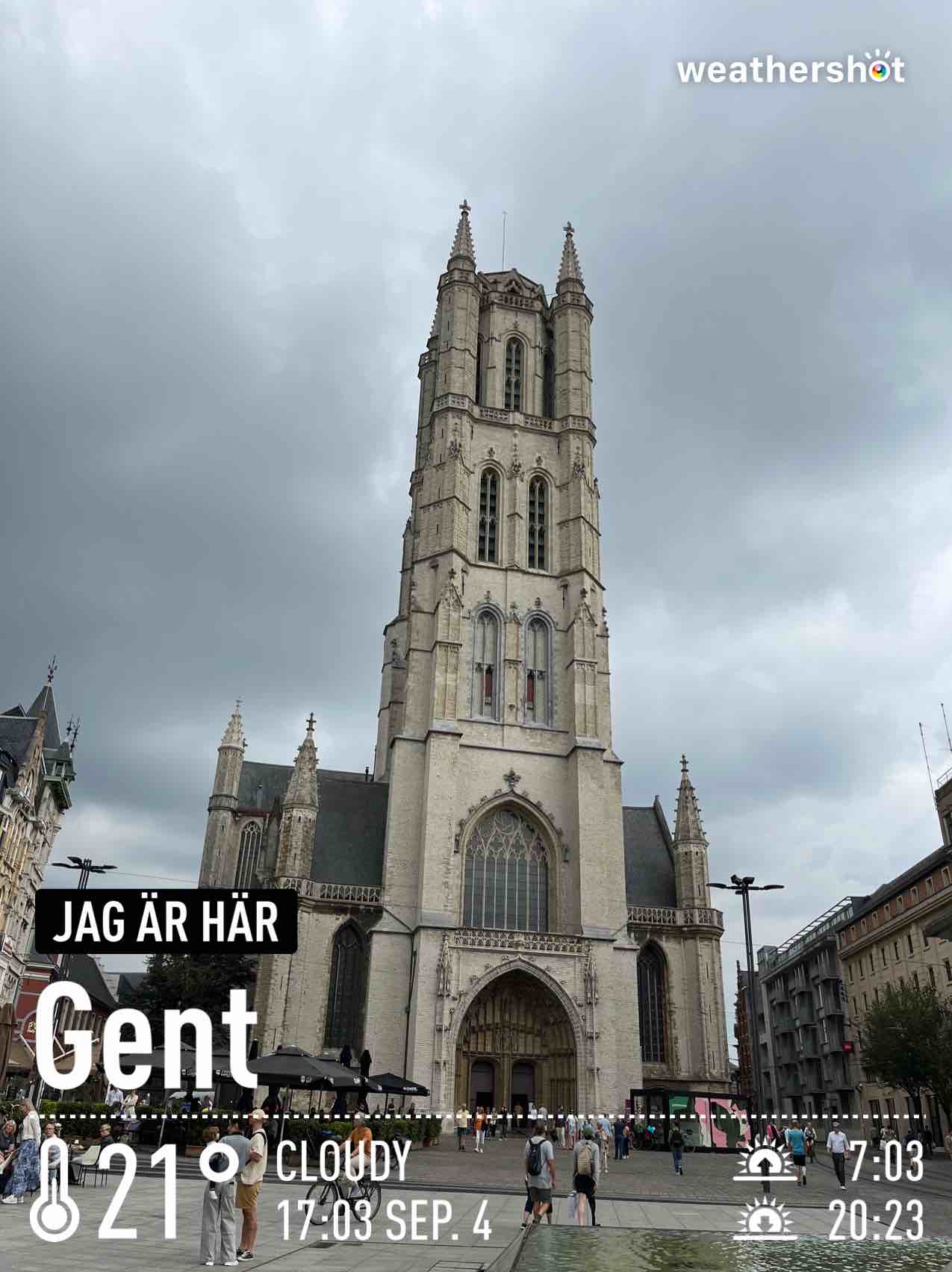 Cloudy weather in Gent, 21°C — September 4, 2024 (community photo)