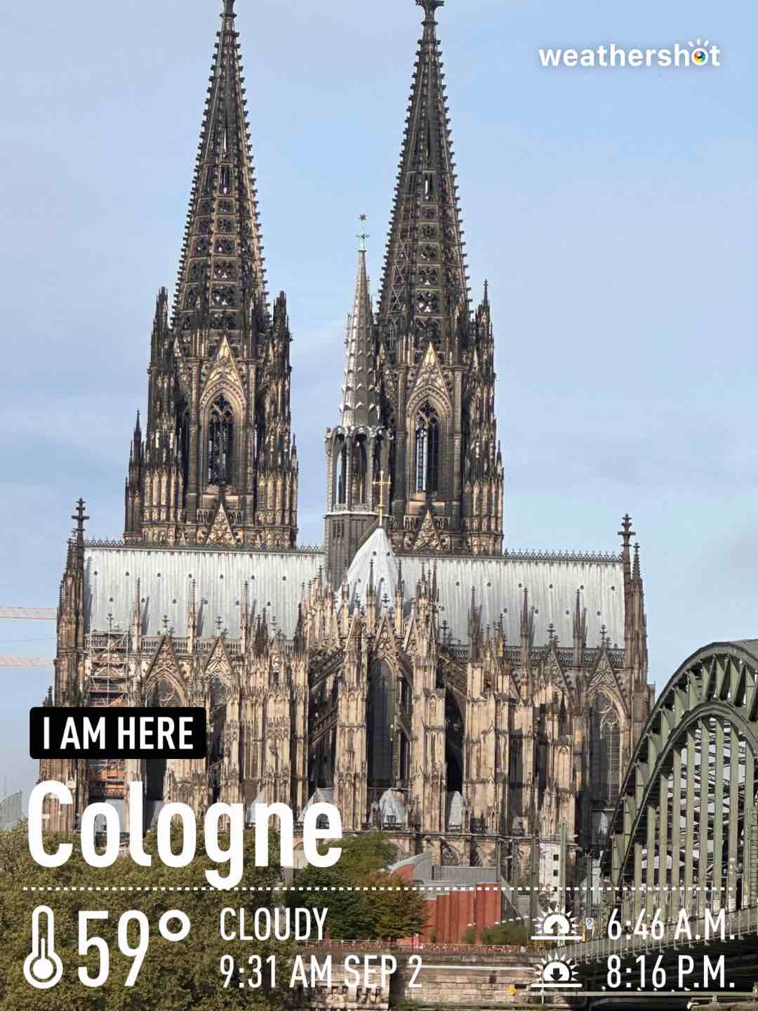 Cloudy weather in Köln, 15°C — September 2, 2023 (community photo)