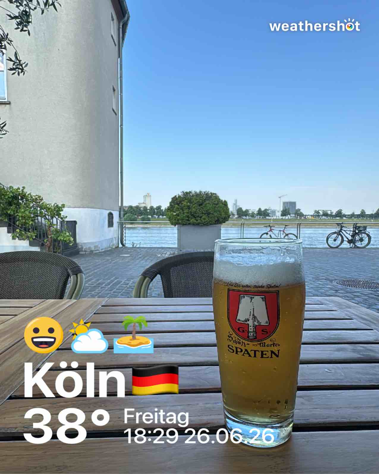 Partly cloudy weather in Köln, 38°C — June 26, 2026 (community photo)