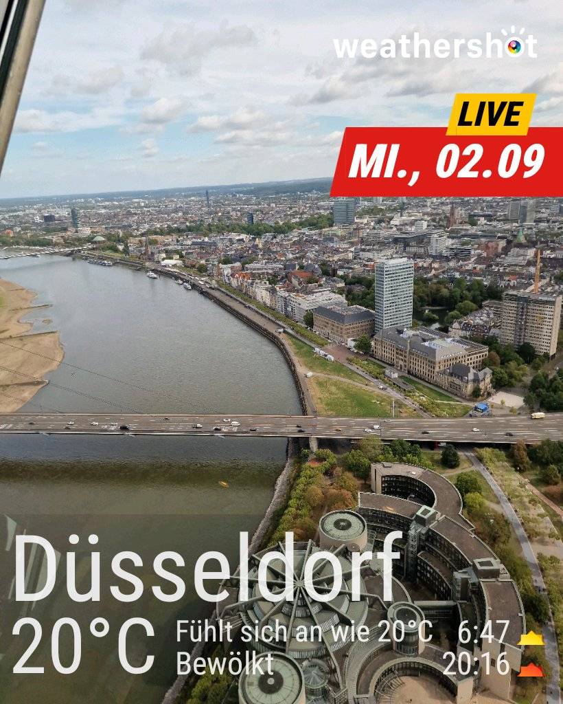 Cloudy weather in Düsseldorf, 20°C — September 2, 2026 (community photo)