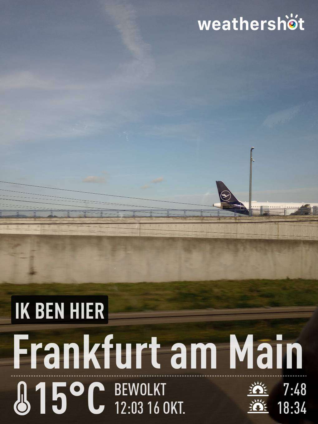 Cloudy weather in Frankfurt am Main, 15°C — October 16, 2024 (community photo)