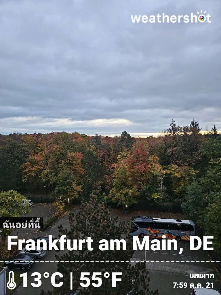 Cloudy weather in Frankfurt am Main, 13°C — October 21, 2025 (community photo)