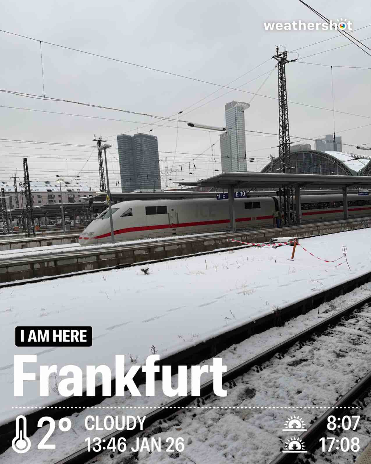 Cloudy weather in Frankfurt am Main, 2°C — January 26, 2026 (community photo)