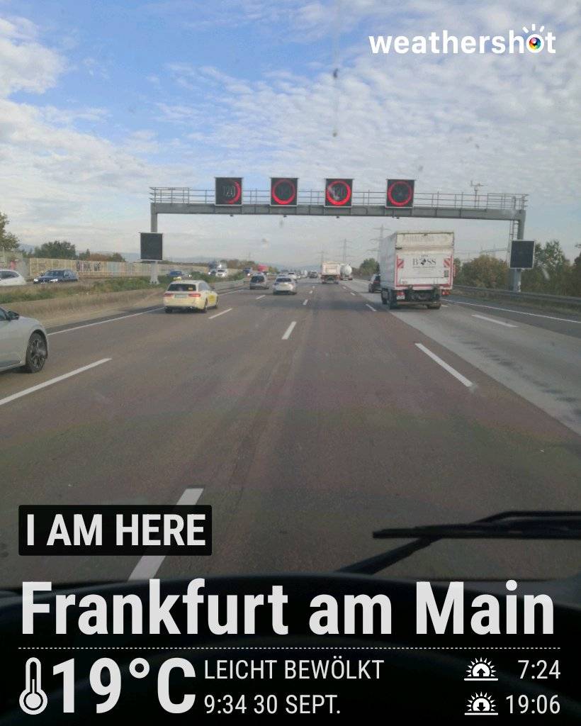 Partly cloudy weather in Frankfurt am Main, 19°C — September 30, 2026 (community photo)