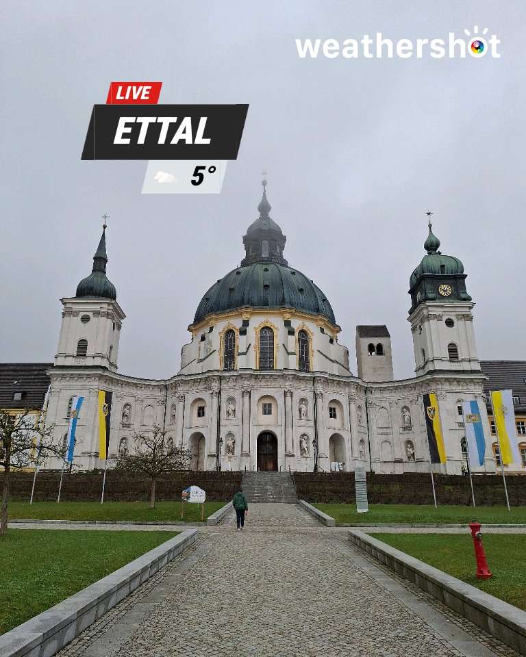Wetter in Ettal: bewölkte Nacht, 5°C – 14. April 2026 (Community-Foto)