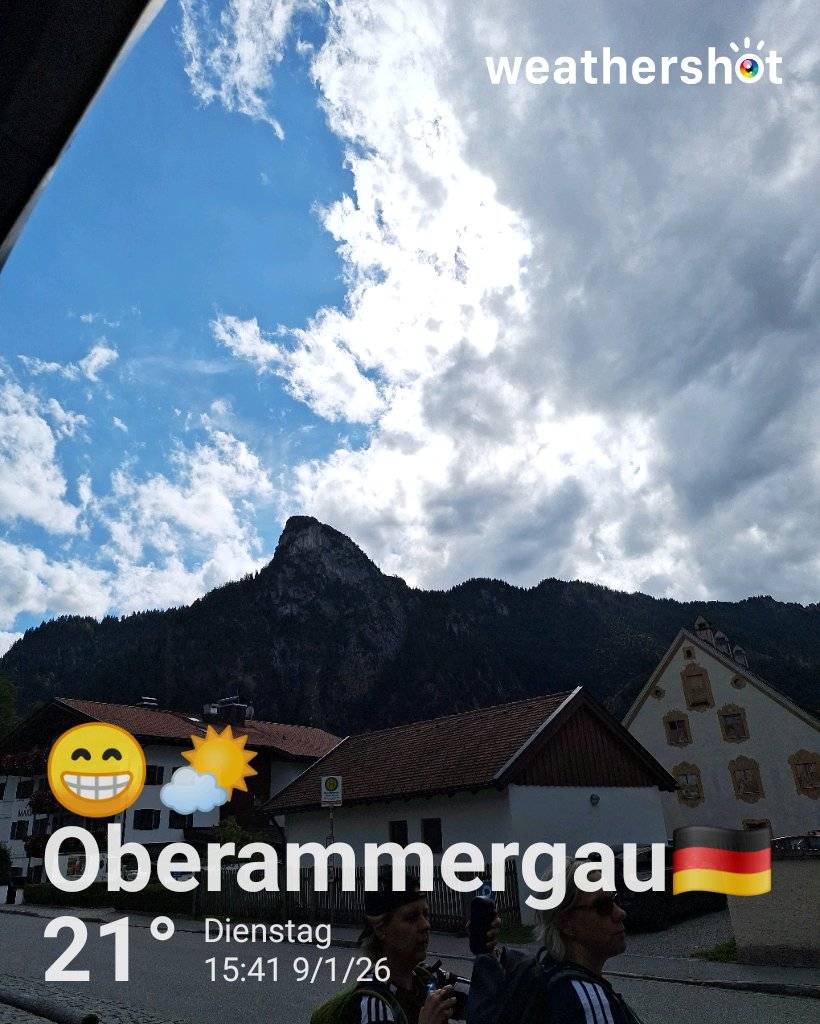 Partly cloudy weather in Oberammergau, 21°C — September 1, 2026 (community photo)