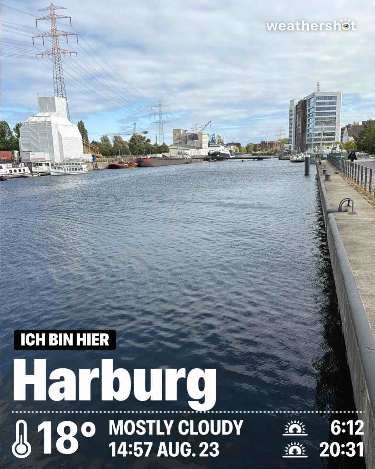 Partly cloudy weather near Hamburg, 18°C — August 23, 2026 (community photo)