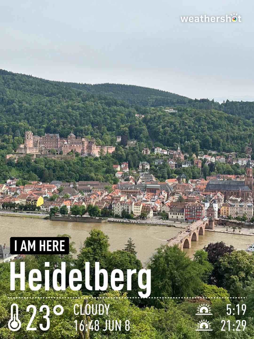 Cloudy weather in Heidelberg, 23°C — June 8, 2024 (community photo)