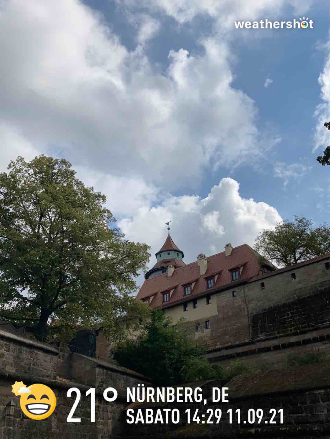 Partly cloudy weather in Nürnberg, 21°C — September 11, 2021 (community photo)