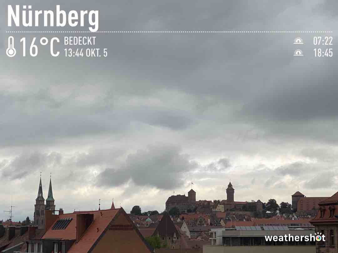 Cloudy weather in Nürnberg, 16°C — October 5, 2021 (community photo)
