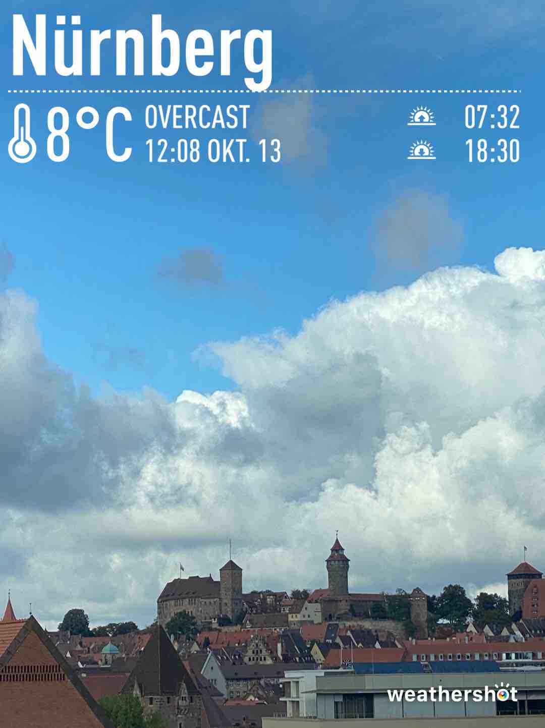 Cloudy weather in Nürnberg, 8°C — October 13, 2021 (community photo)