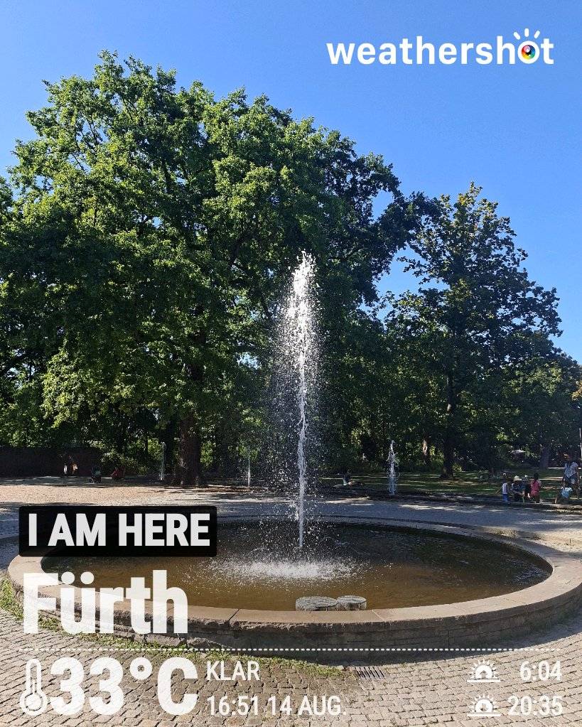 Sunny weather in Fürth, 33°C — August 14, 2026 (community photo)