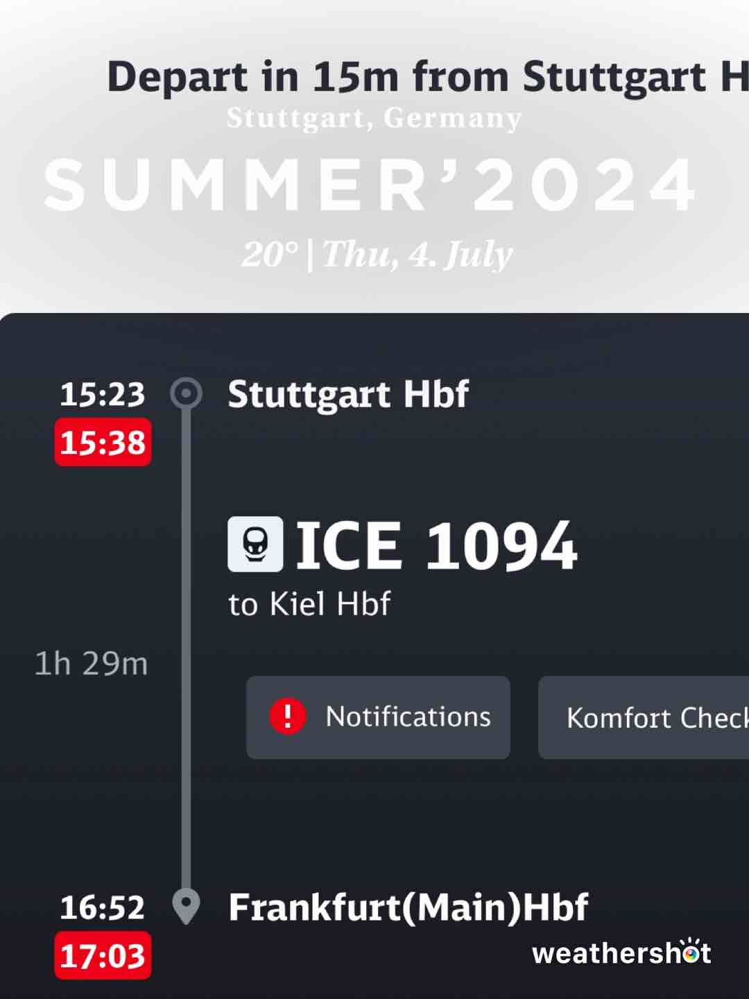Weather in Stuttgart, 20°C — July 4, 2024 (community photo)