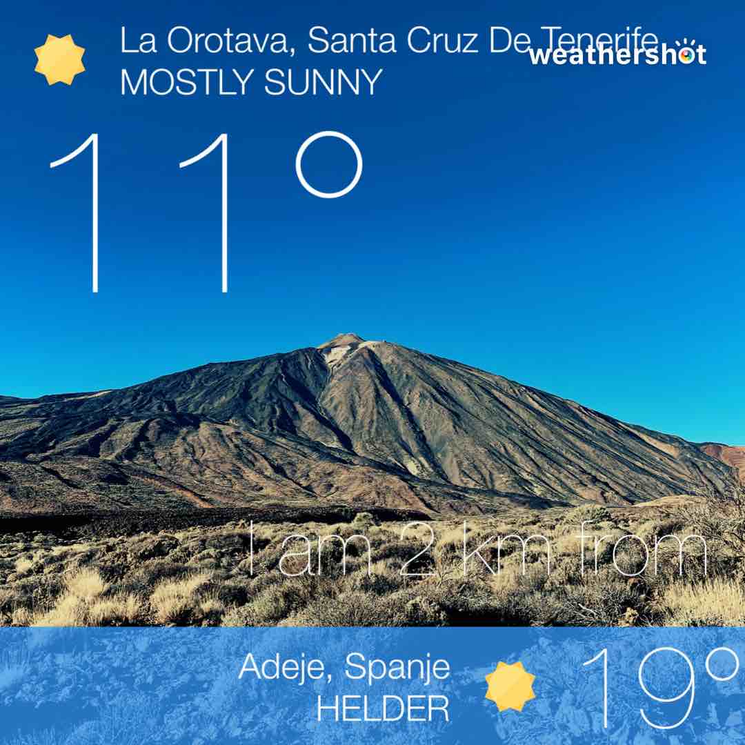 Weathershot photo, La Orotava, Tenerife, January 2022, 16 °C