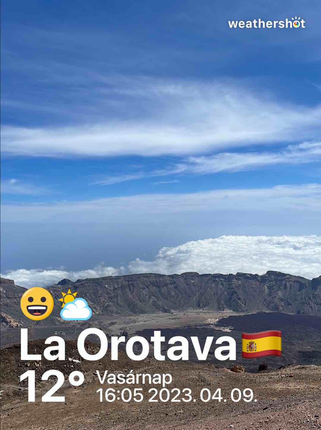 Weathershot photo, La Orotava, Tenerife, April 2023, 12 °C