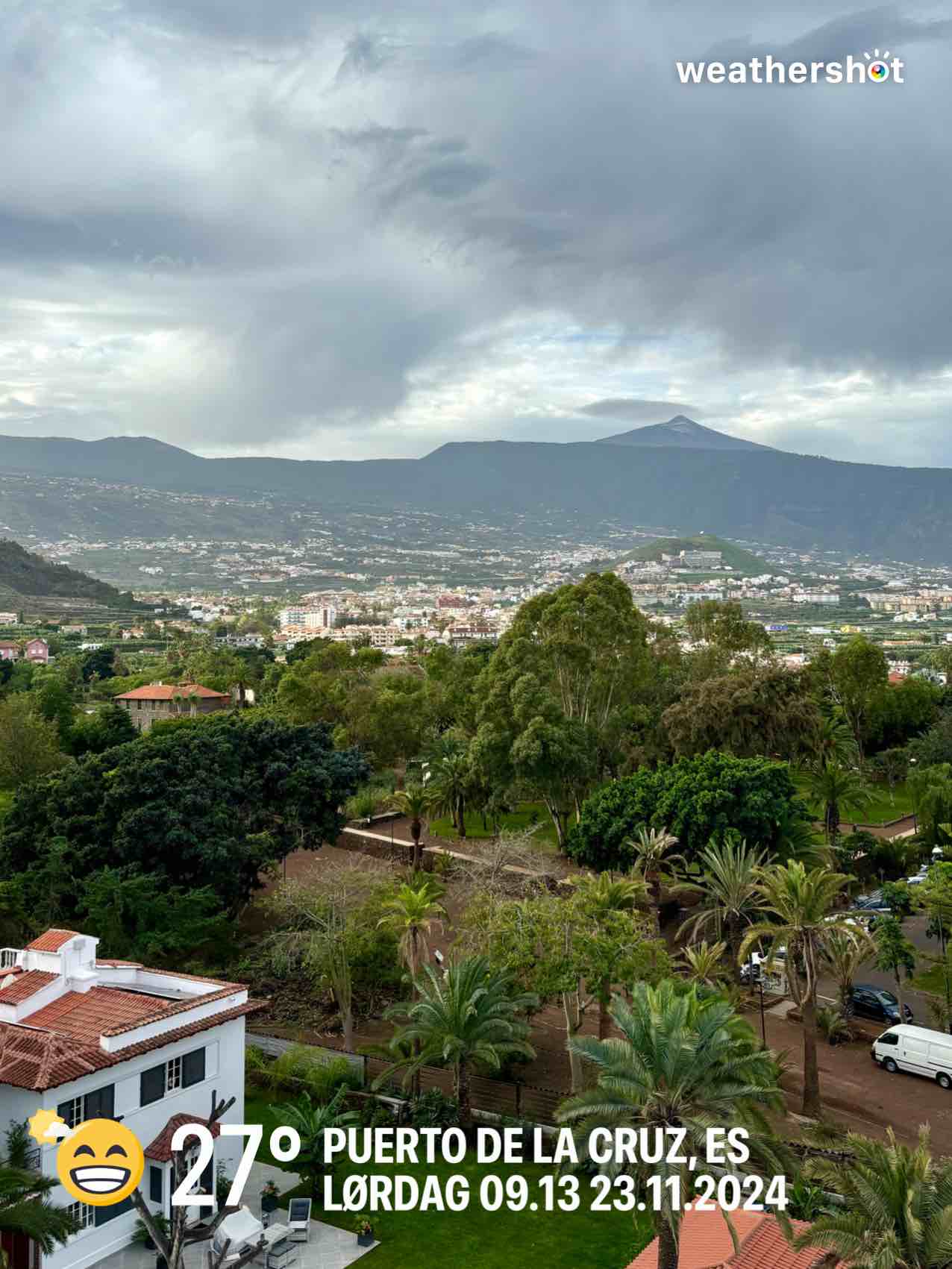 Weathershot photo, Puerto de la Cruz, Tenerife, November 2024, 27 °C