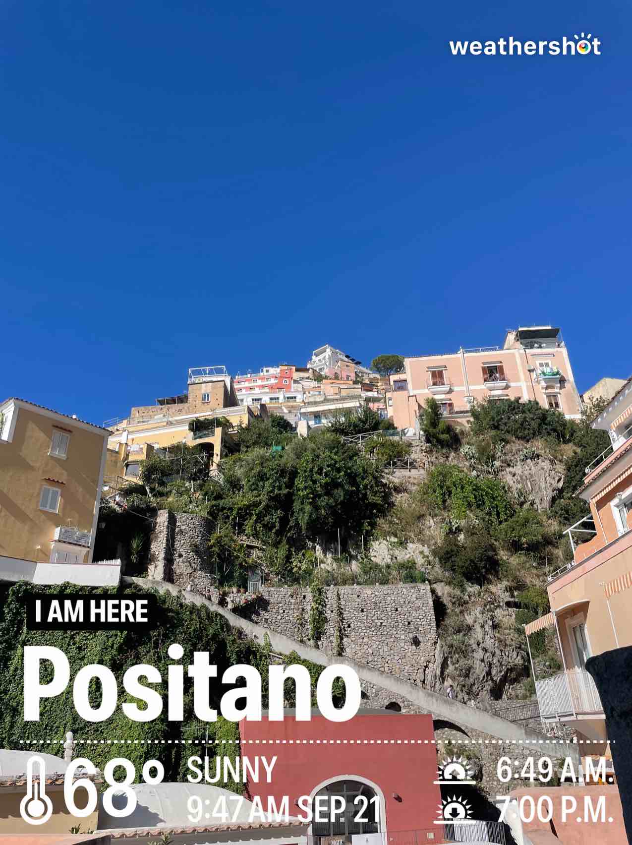 Weather in Positano, 20°C — September 21, 2024 (community photo)