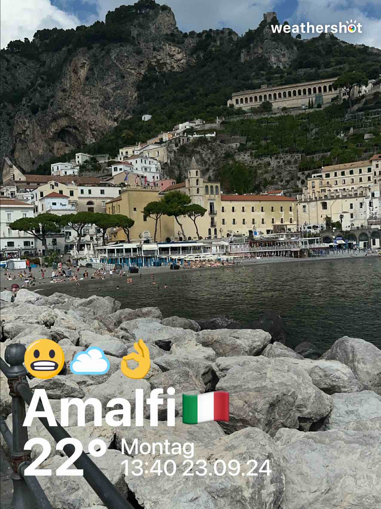 Cloudy weather in Amalfi, 22°C — September 23, 2024 (community photo)
