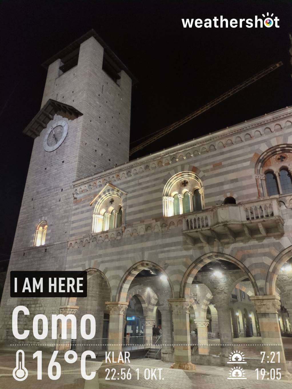Clear night weather in Como, 16°C — October 1, 2023 (community photo)