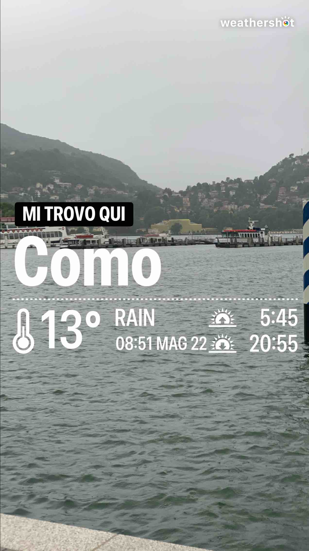 Rainy weather in Como, 13°C — May 22, 2025 (community photo)