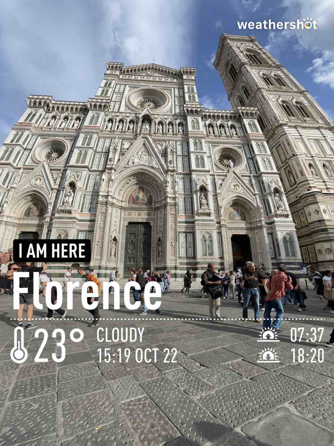 Cloudy weather in Firenze, 23°C — October 22, 2022 (community photo)