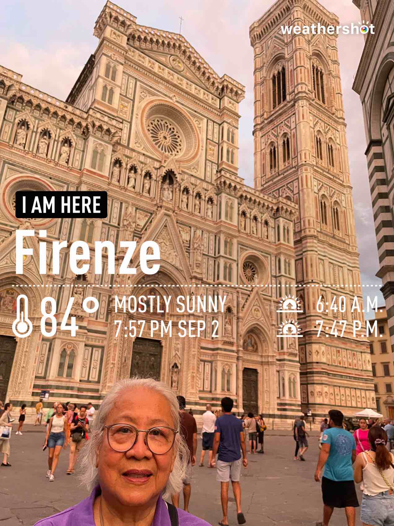 Weather in Firenze, 29°C — September 3, 2024 (community photo)