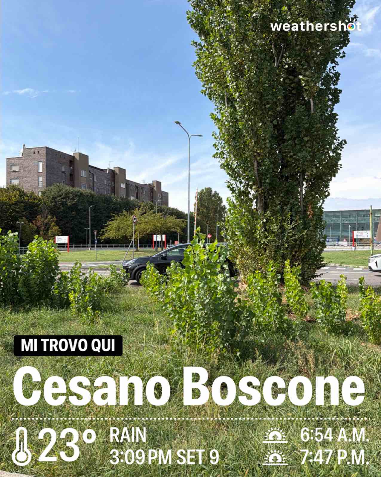 Rainy weather in Cesano Boscone, 23°C — September 9, 2026 (community photo)