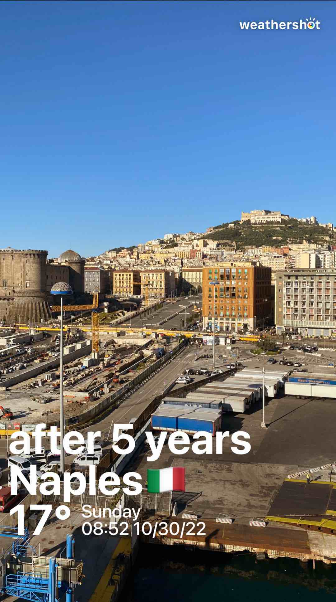 Clear weather in Napoli, 17°C — October 30, 2022 (community photo)