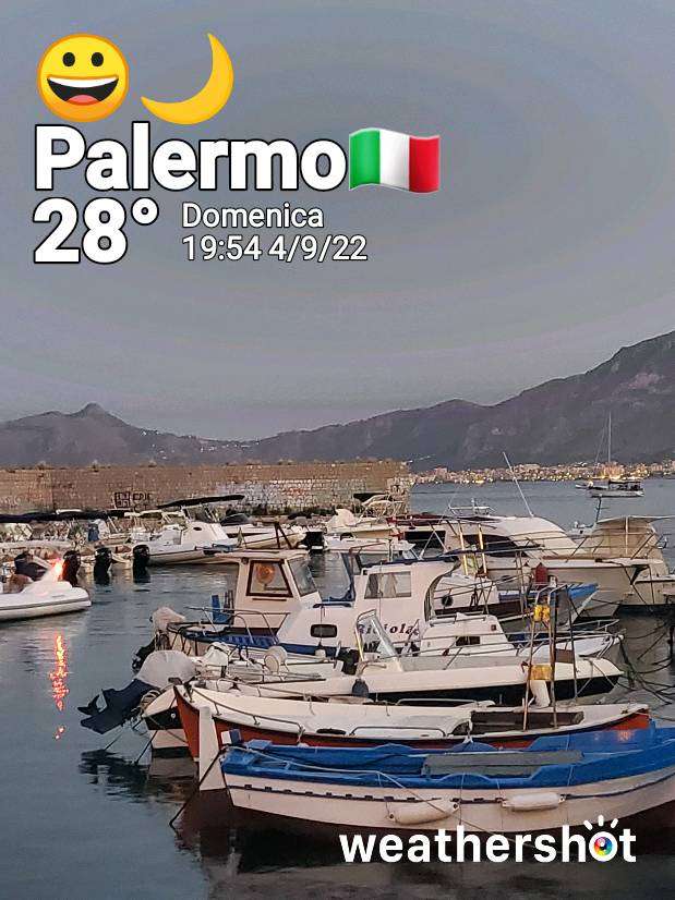 Clear night weather in Palermo, 29°C — September 4, 2022 (community photo)