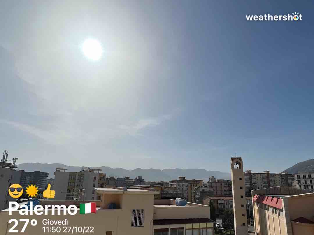 Clear weather in Palermo, 25°C — October 27, 2022 (community photo)