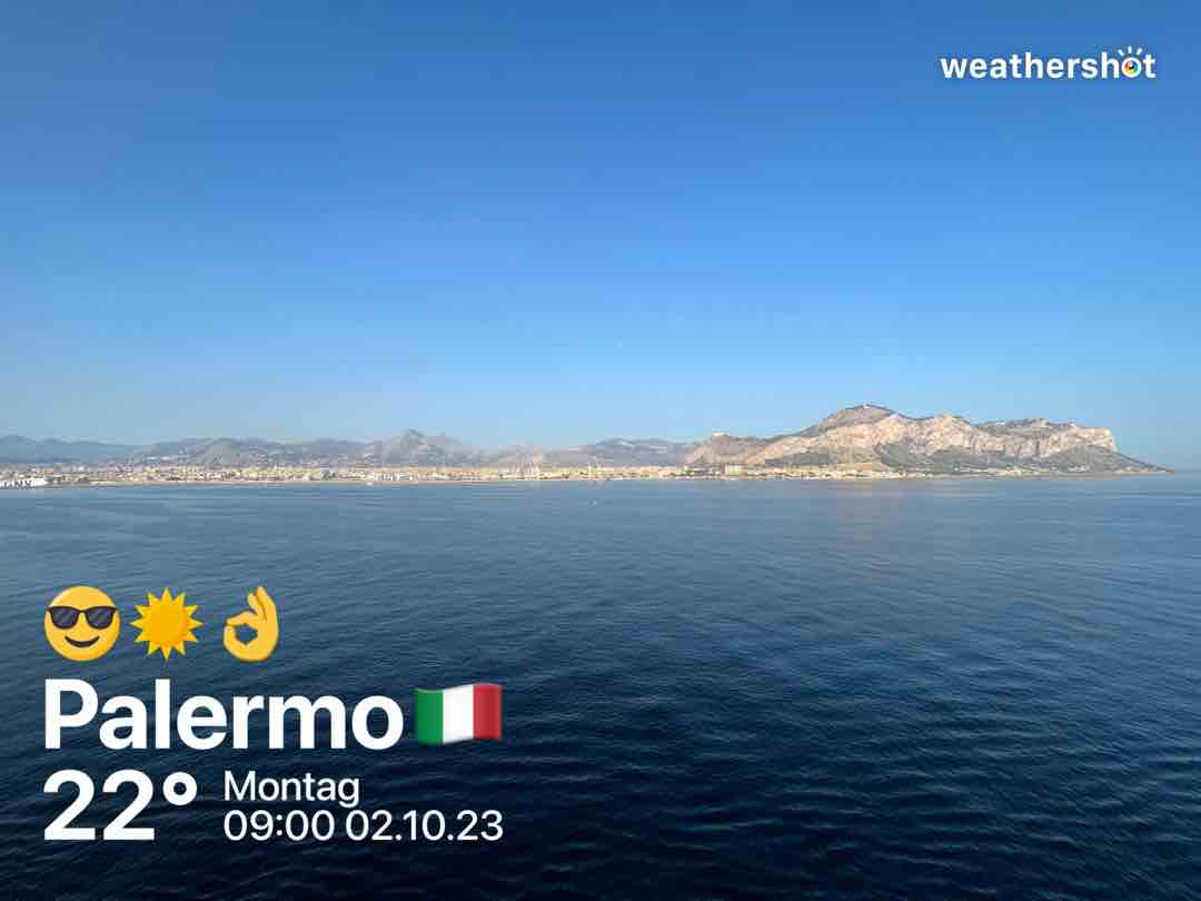 Clear weather in Palermo, 22°C — October 2, 2023 (community photo)