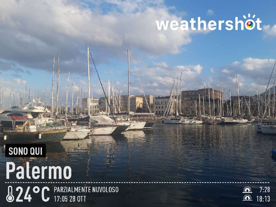 Partly cloudy weather in Palermo, 24°C — October 28, 2023 (community photo)