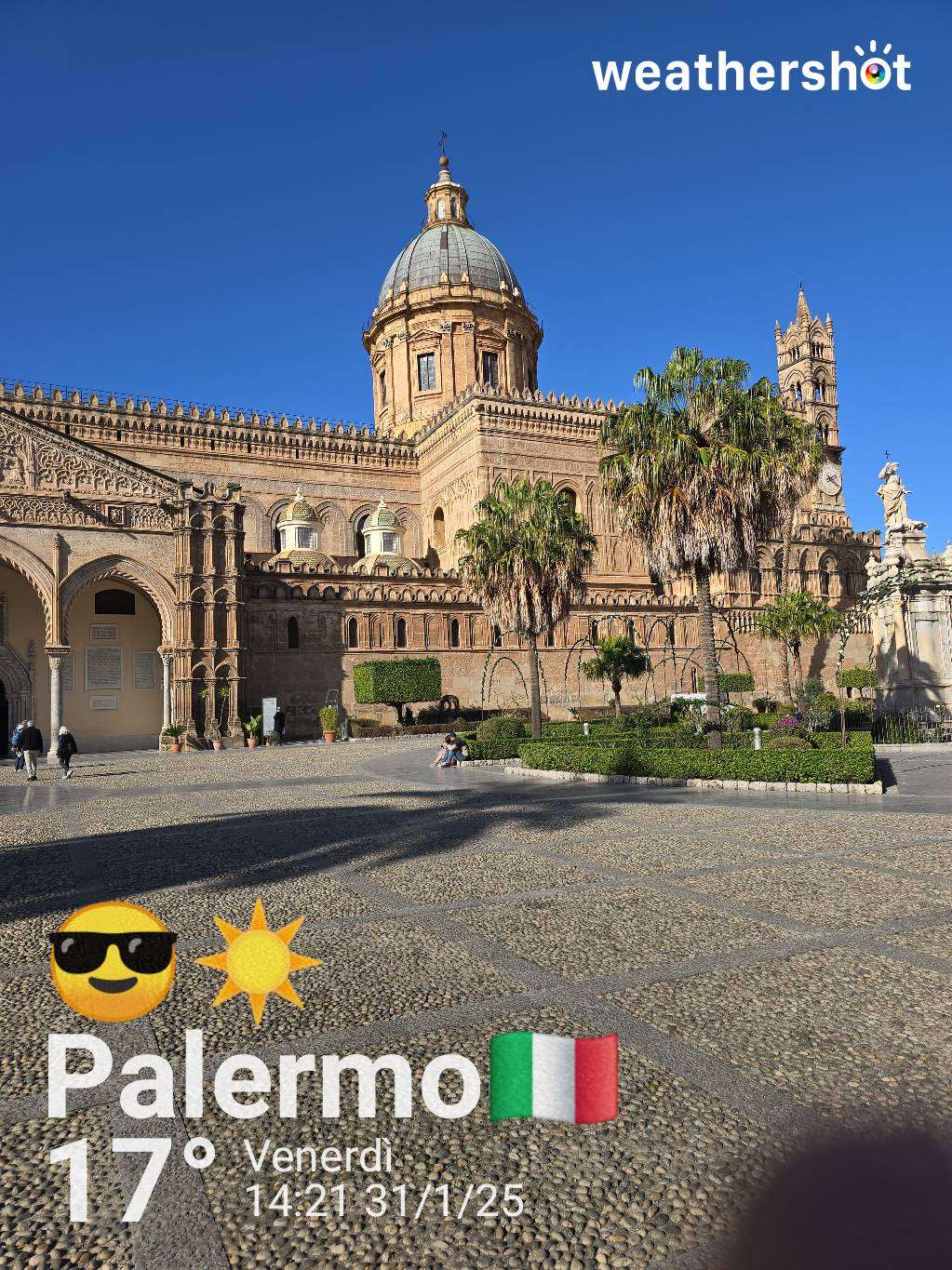 Sunny weather in Palermo, 17°C — January 31, 2025 (community photo)