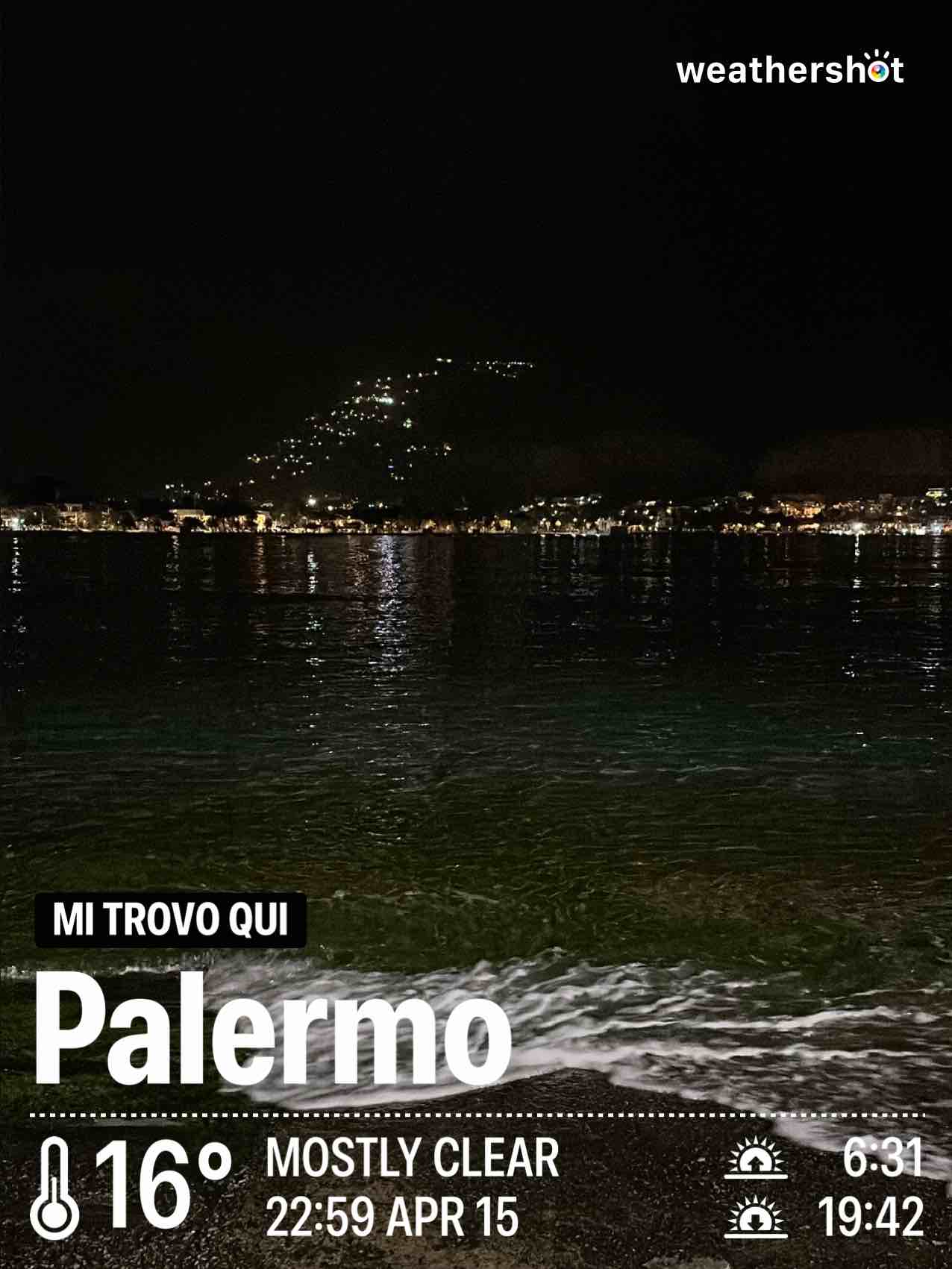 Weather in Palermo, 16°C — April 15, 2025 (community photo)