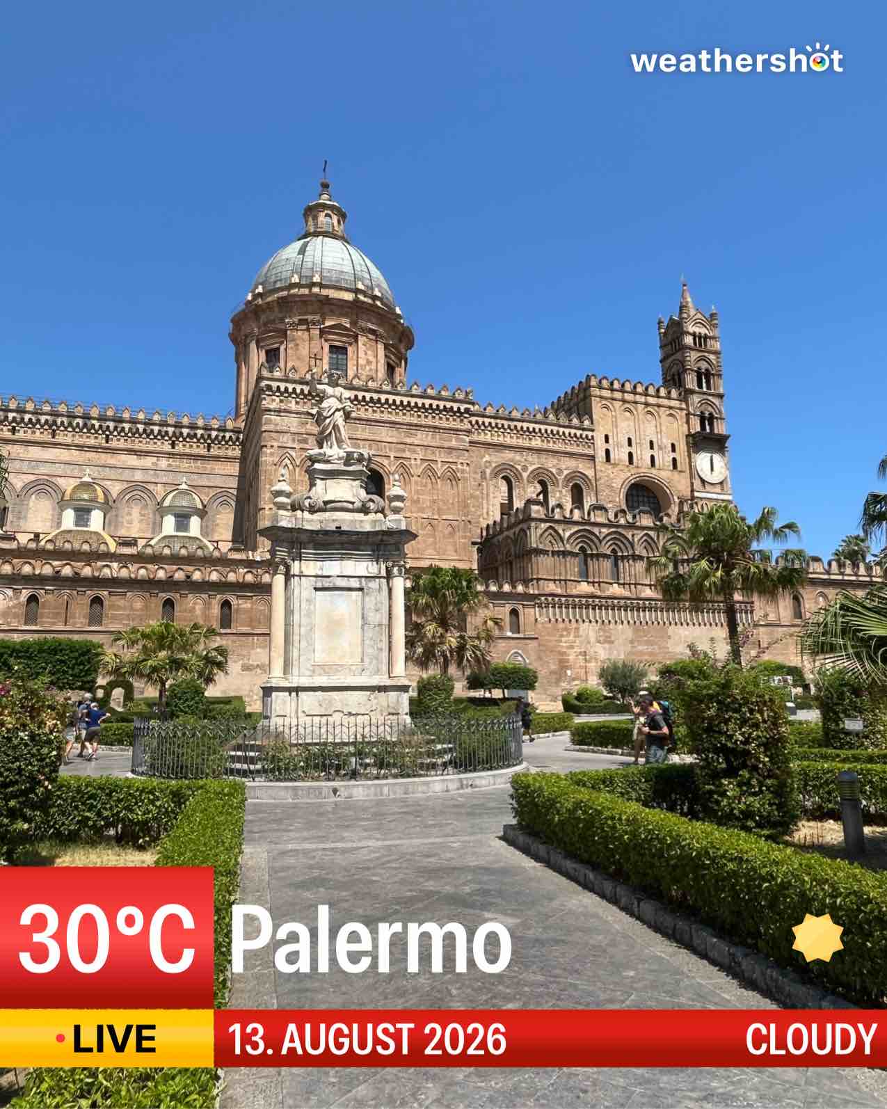 Clear weather in Palermo, 30°C — August 13, 2026 (community photo)