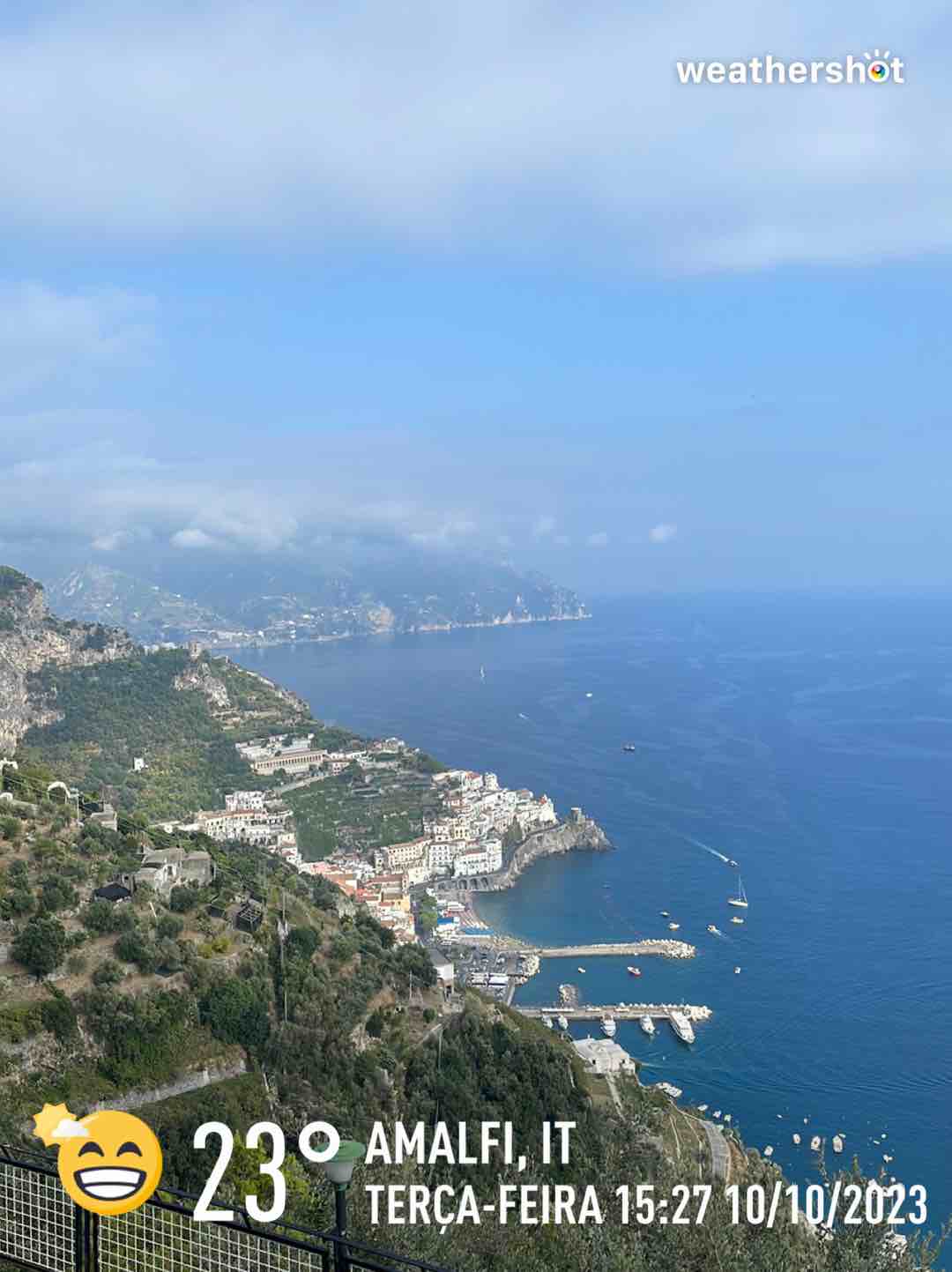 Partly cloudy weather in Amalfi, 23°C — October 10, 2023 (community photo)