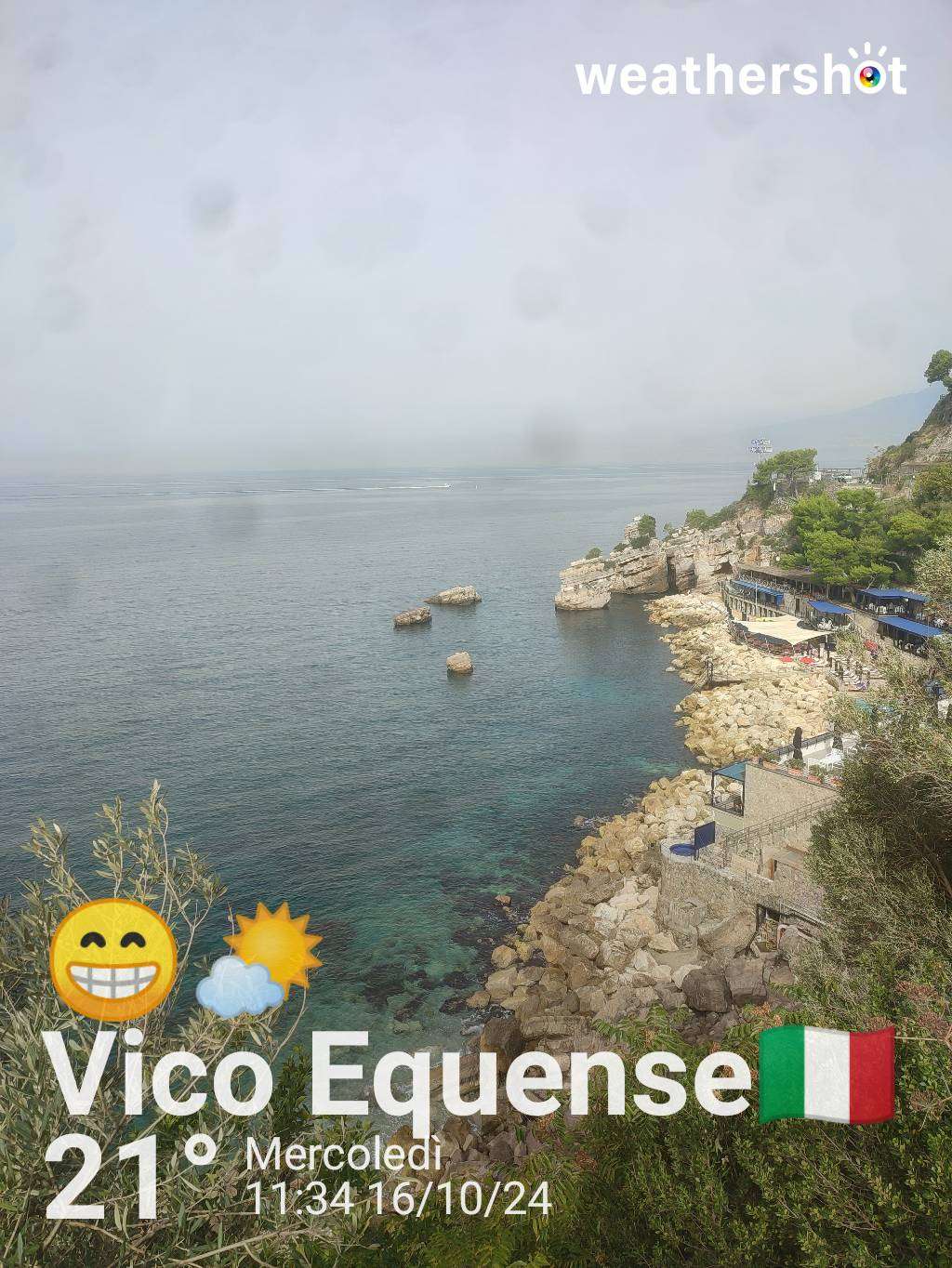Partly cloudy weather in Vico Equense, 21°C — October 16, 2024 (community photo)