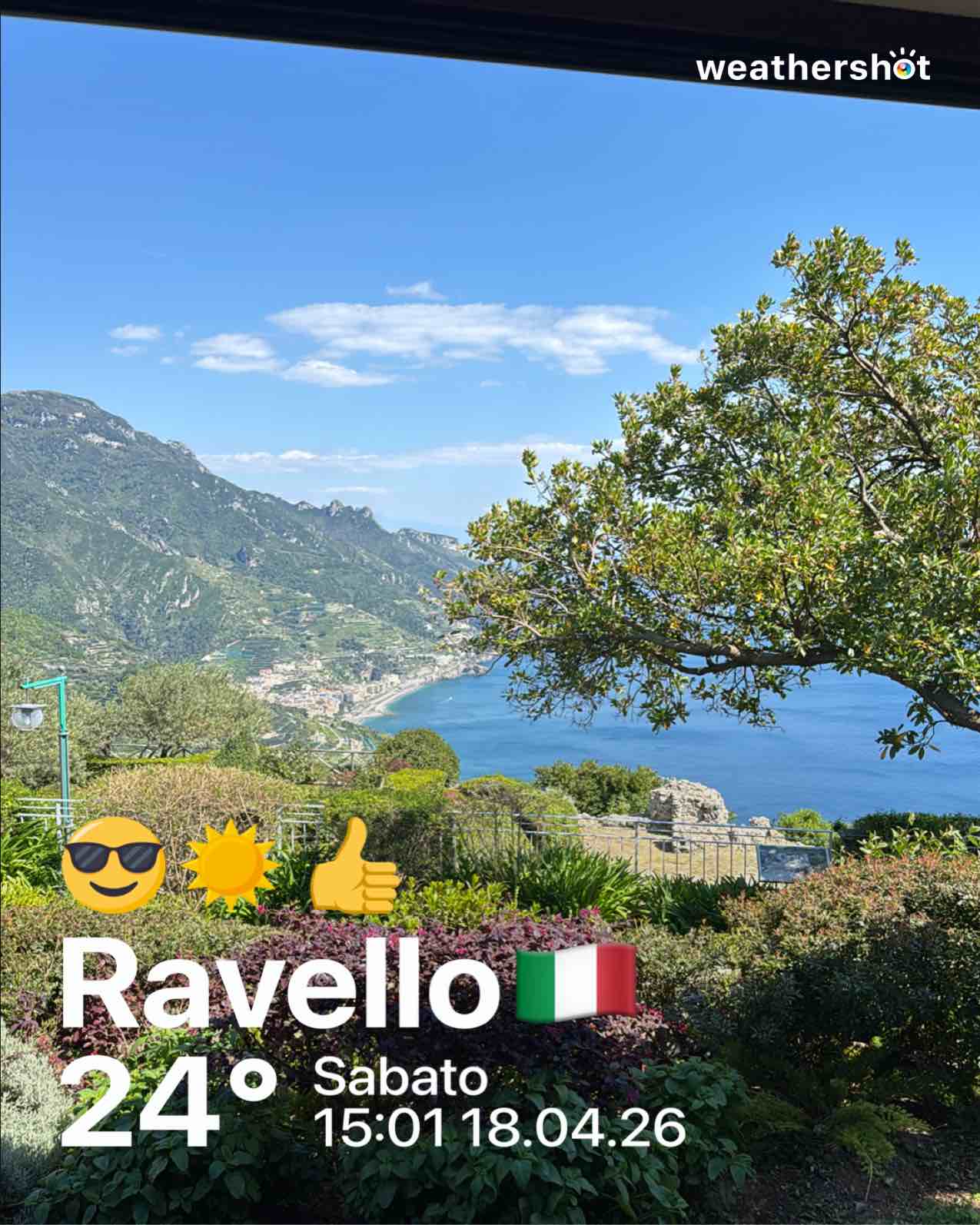 Clear weather in Ravello, 20°C — April 18, 2026 (community photo)