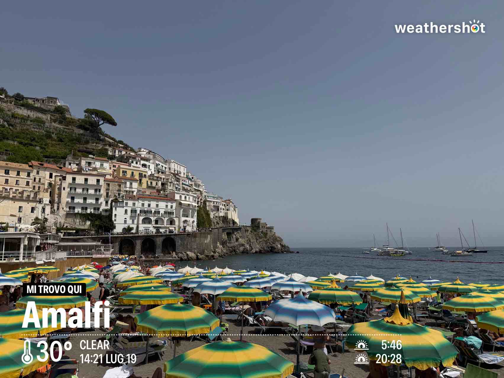 Clear weather in Amalfi, 30°C — July 19, 2026 (community photo)