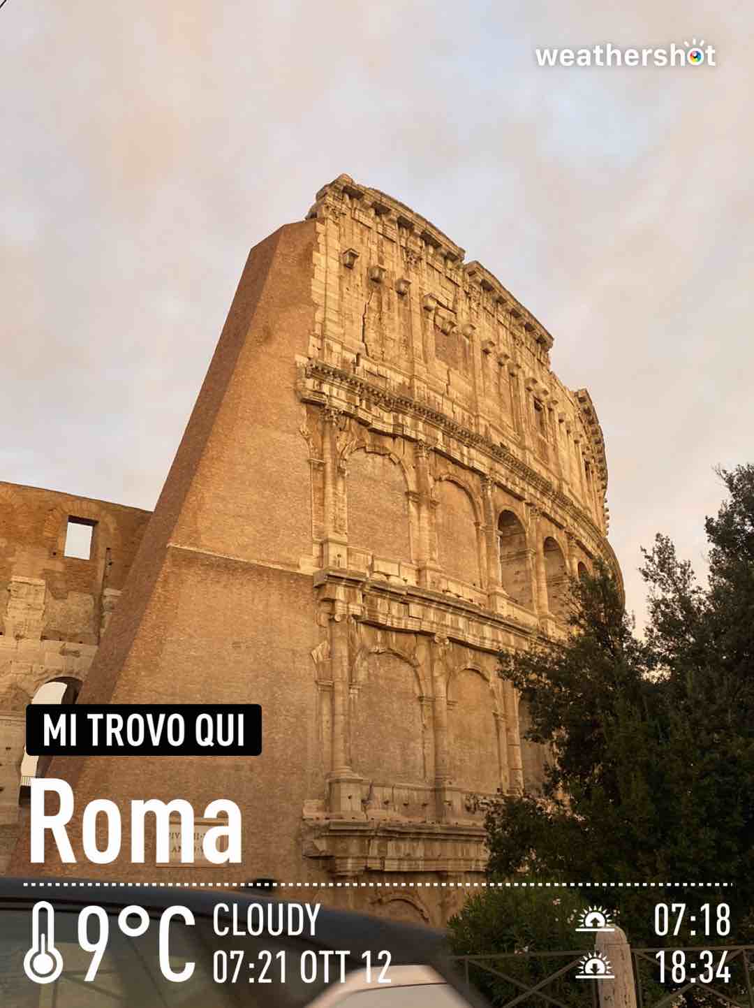 Cloudy weather in Roma, 9°C — October 12, 2021 (community photo)