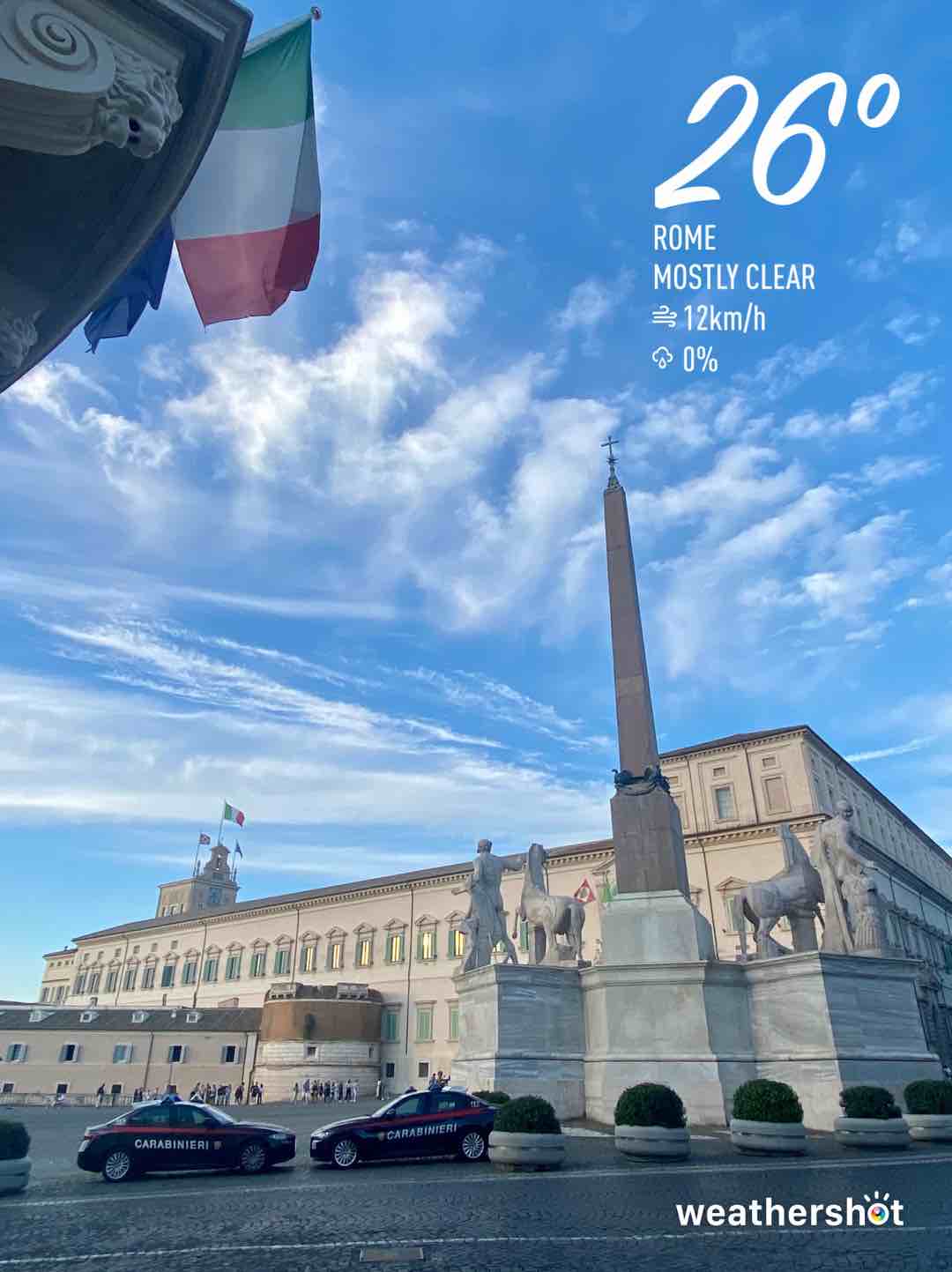 Partly cloudy weather in Roma, 26°C — October 4, 2023 (community photo)