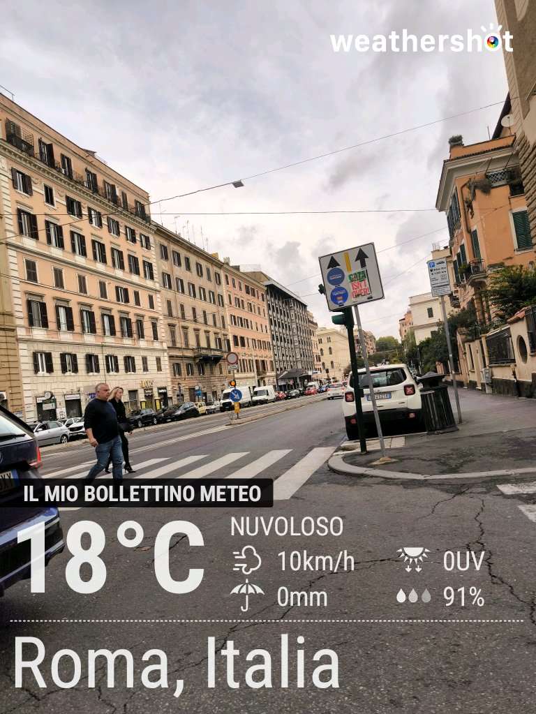 Cloudy weather in Roma, 18°C — October 23, 2025 (community photo)